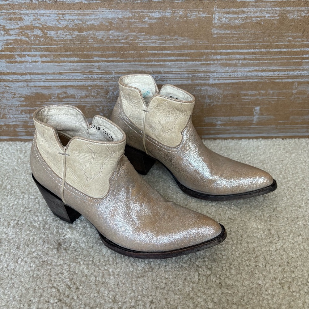 Old Gringo OG Gold Metallic Ankle Cowboy Boots Rodeo Western Boho Womens 7.5